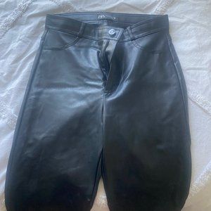 Zara leather pants with ankle zipper